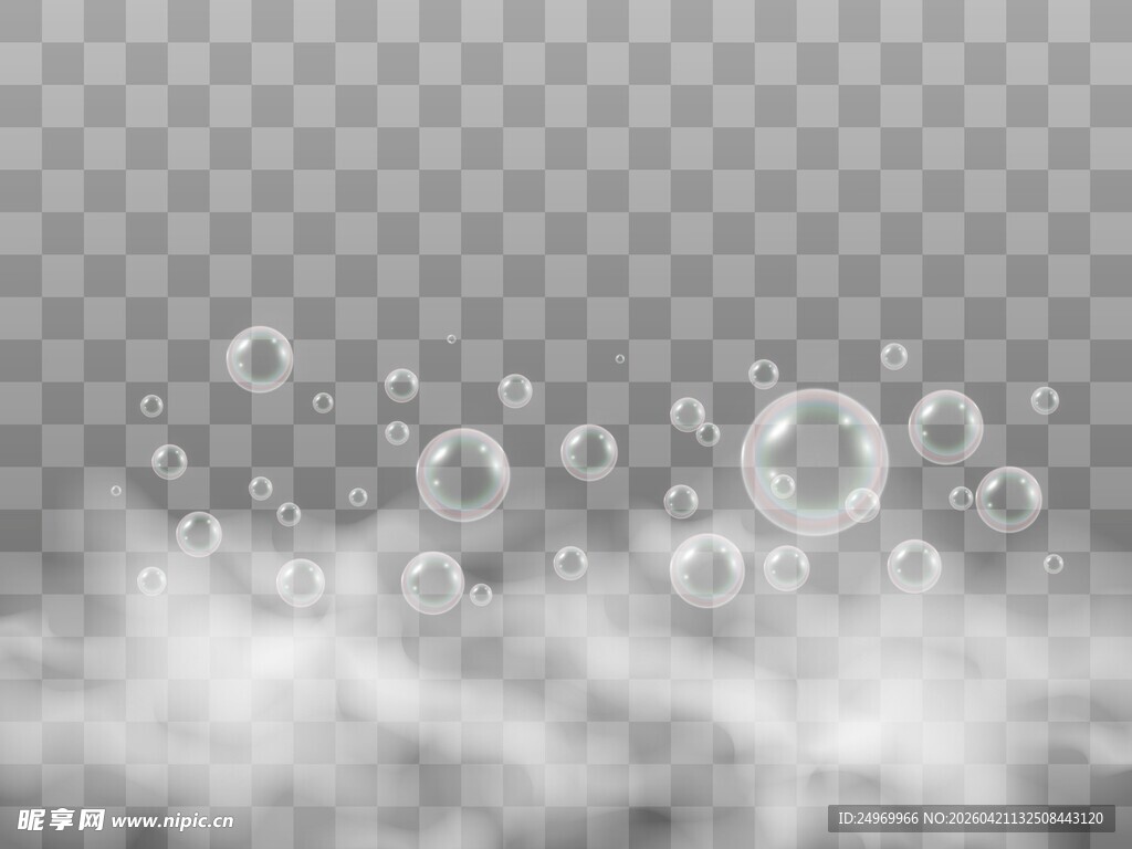 梦幻云雾中的透明气泡