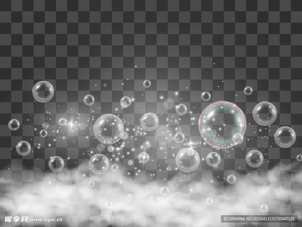 梦幻气泡漂浮于云雾间