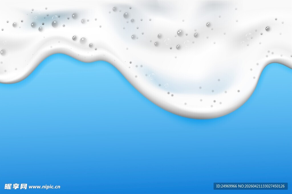 蓝色背景上的白色泡沫