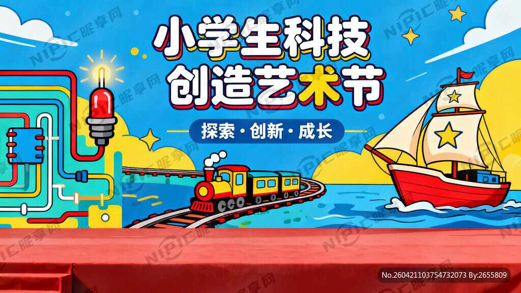 小学生科技创造艺术节的活动幕布