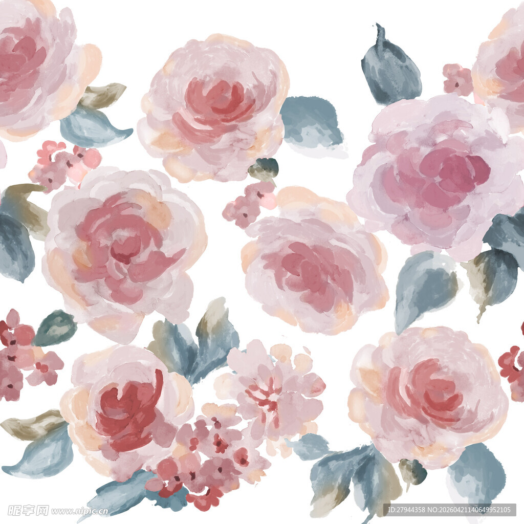 水彩花卉图案 柔美浪漫风