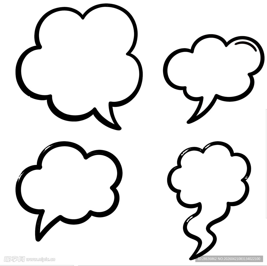 卡通风手绘风对话气泡矢量元素