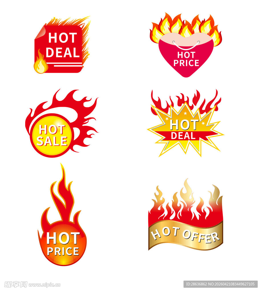 卡通火焰矢量热卖标签设计