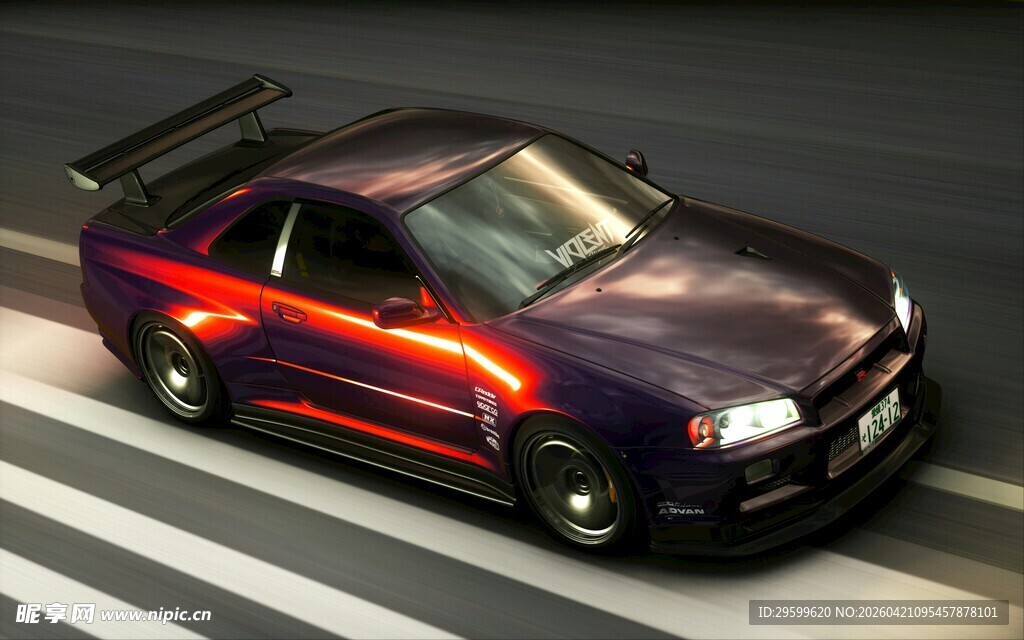 炫酷紫色改装跑车