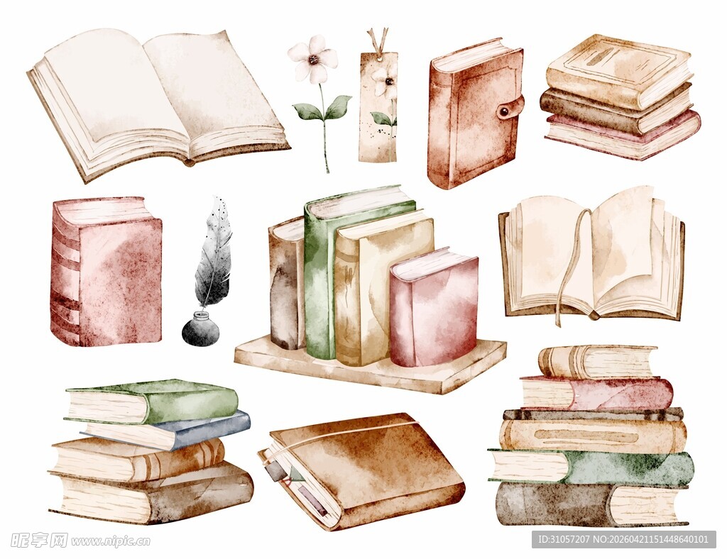 水彩书籍素材