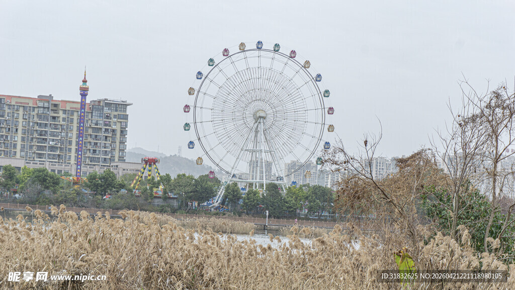 田野边的巨型摩天轮