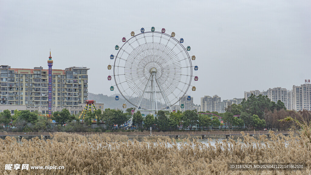 城市中的摩天轮景观