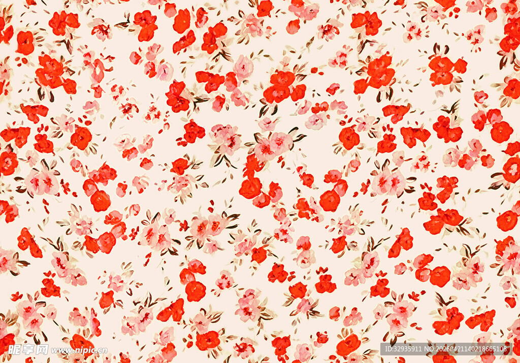 红色碎花图案纹理背景