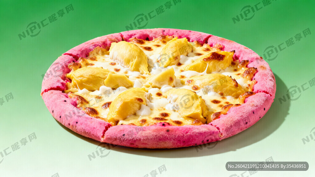 做一个榴莲披萨图 面饼是粉色的