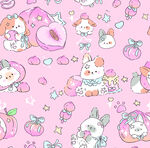 可爱萌趣小动物粉色图案