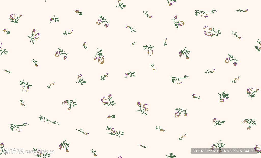 清新绿植碎花图案背景