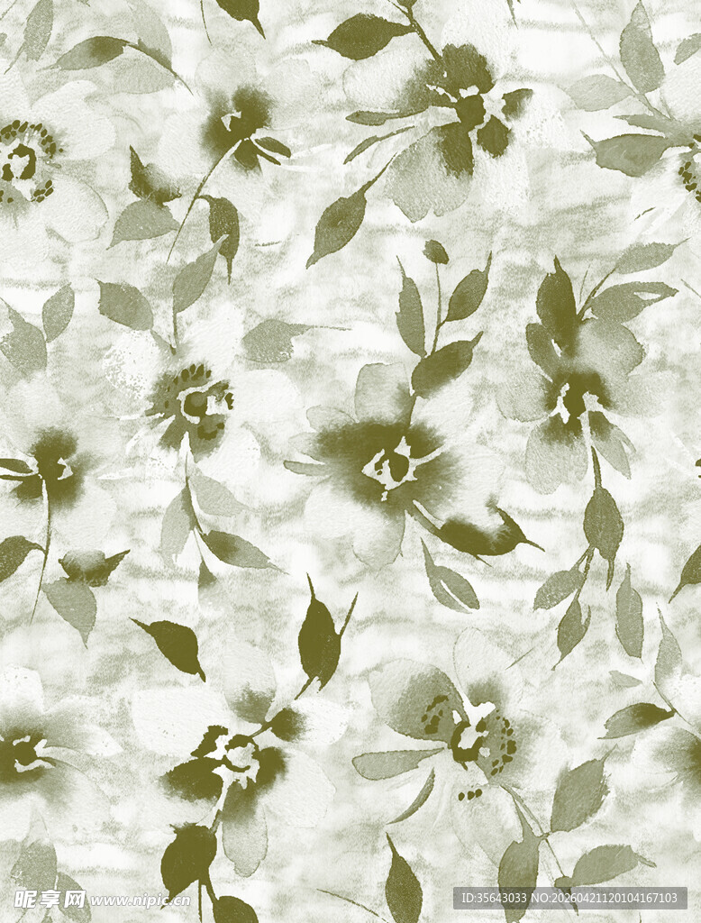绿叶白花简约图案纹理