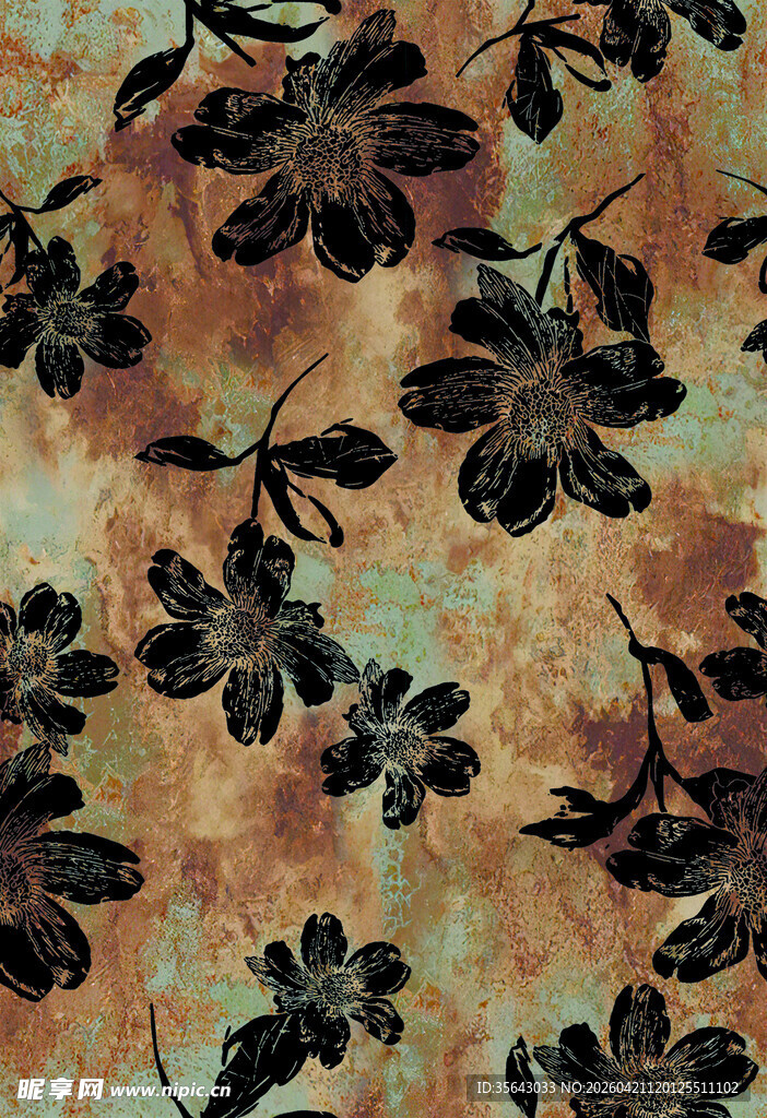 复古花卉图案布料