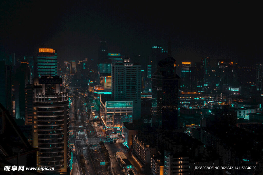 城市夜景繁华灯光璀璨