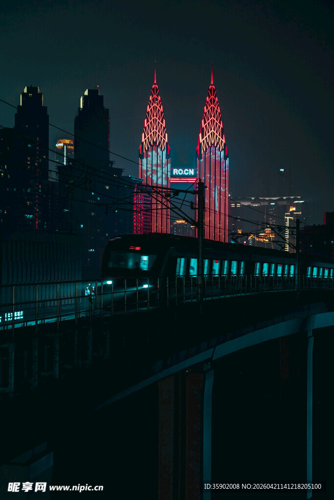 吉隆坡双子塔夜景风光