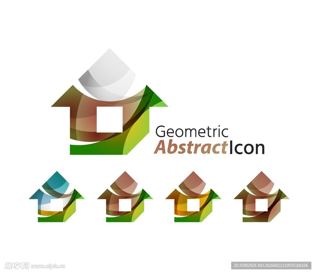 几何抽象房屋图标集合
