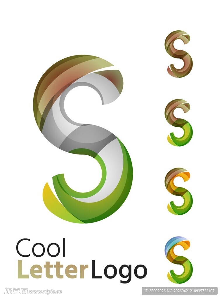 多彩字母S标志设计