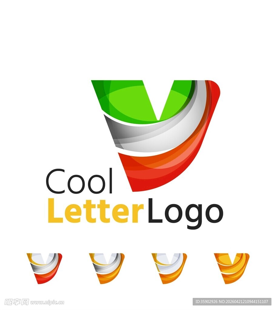 酷炫字母V标志设计