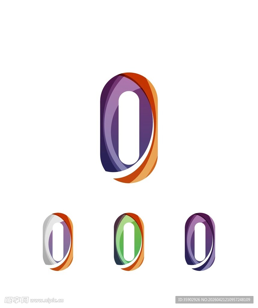 多彩渐变字母O设计元素
