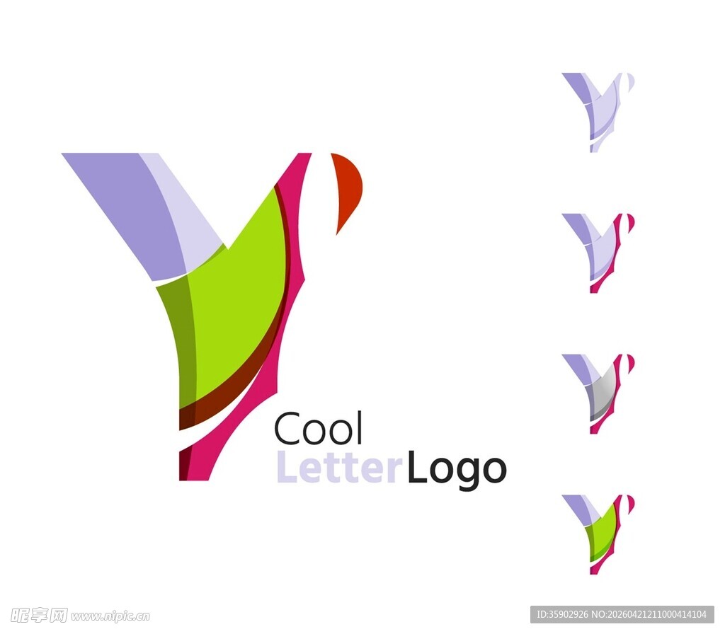 多彩Y字母酷炫标志设计