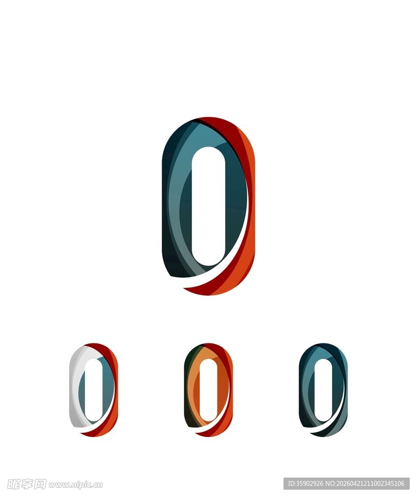 多彩立体字母O设计展示