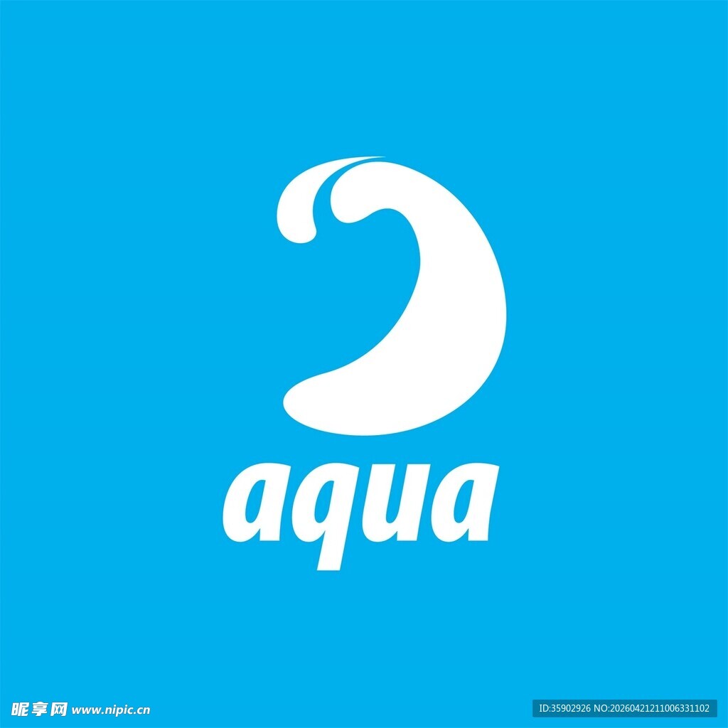 蓝色背景上的aqua标志