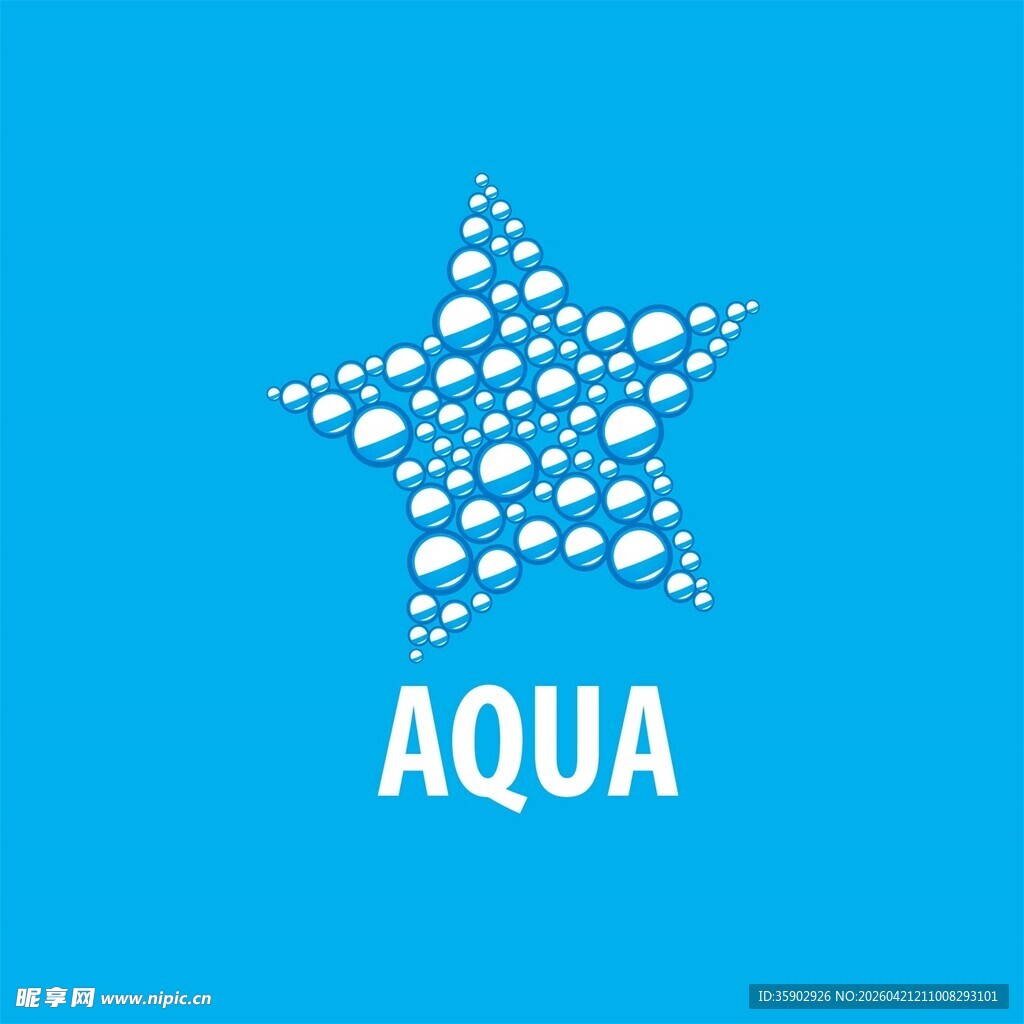 蓝色水滴星形AQUA标志