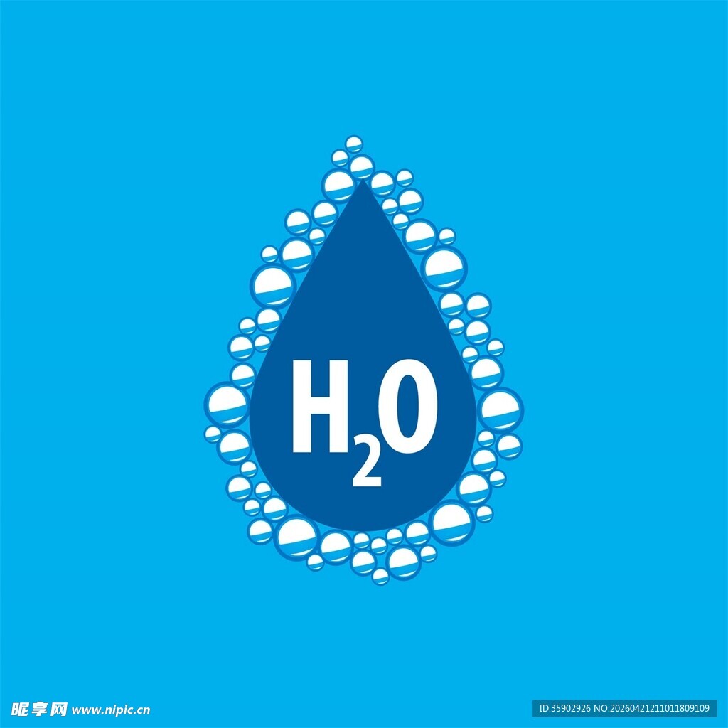 水滴中的水分子符号