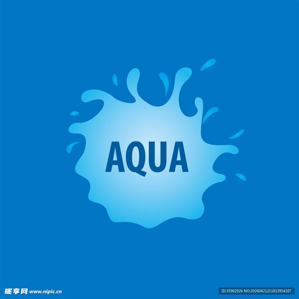 蓝色水花中的AQUA字样