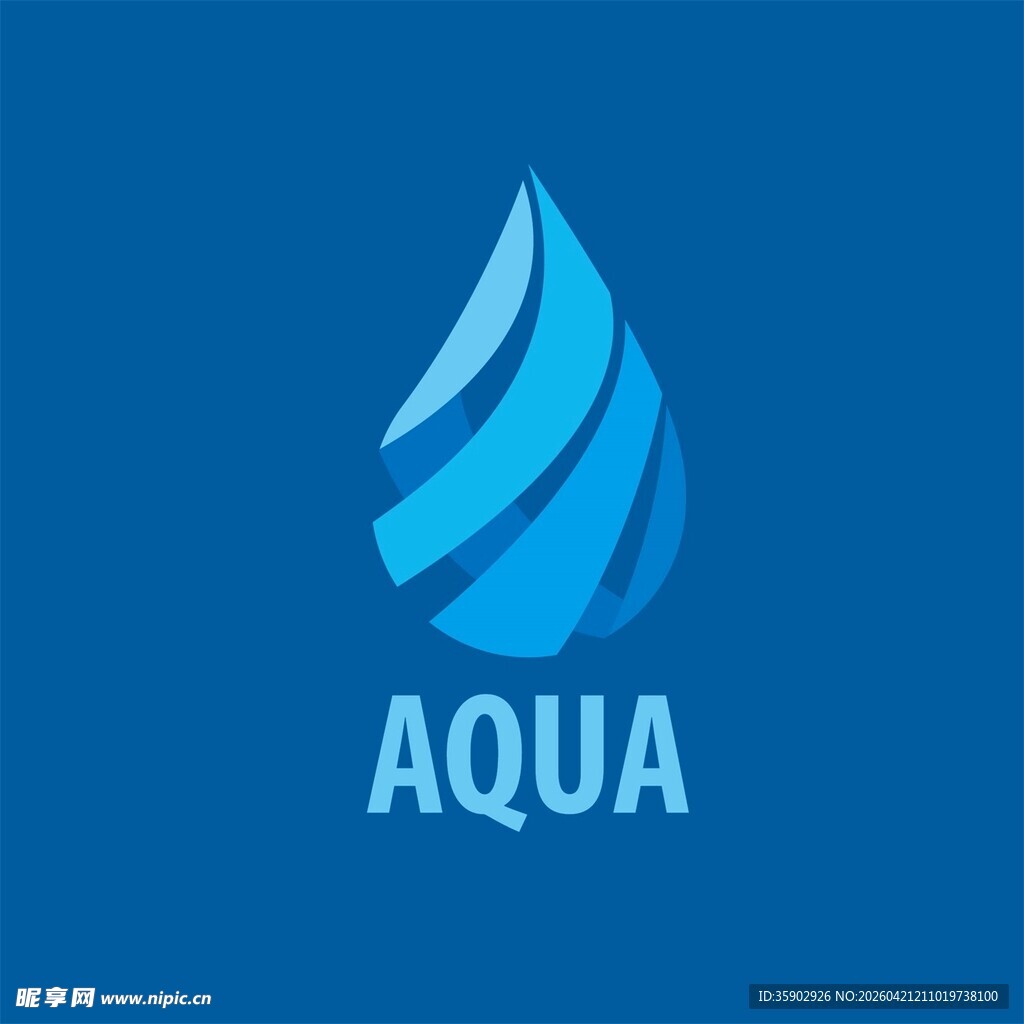 蓝色水滴AQUA标志设计