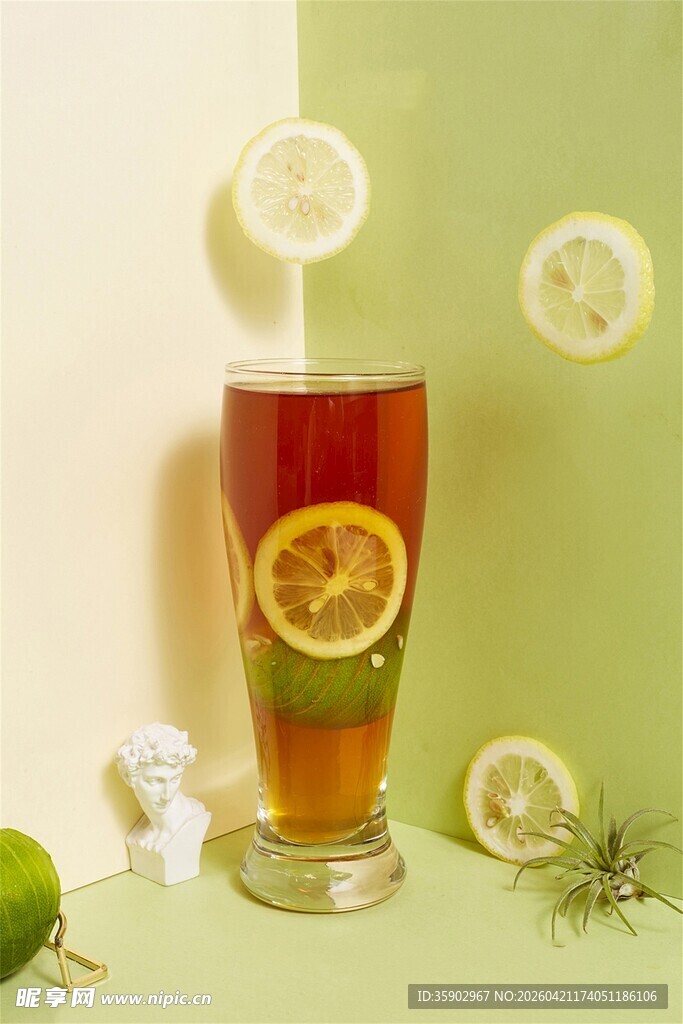 柠檬红茶饮品清新画面