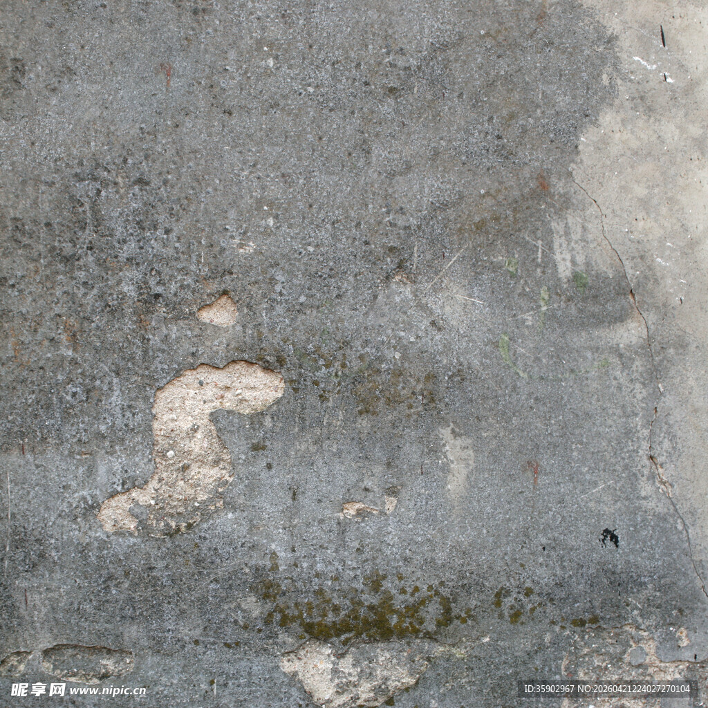 老旧斑驳的灰色水泥墙面