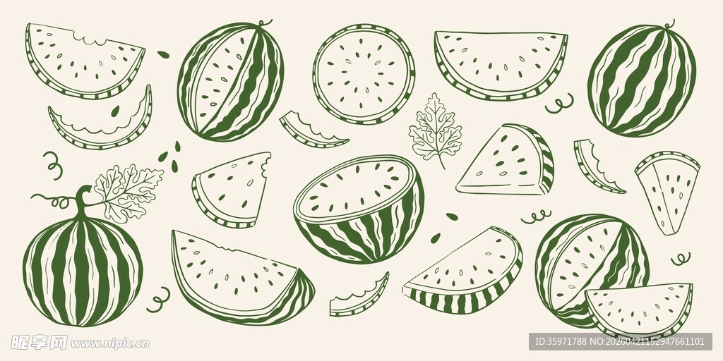 西瓜手绘素材