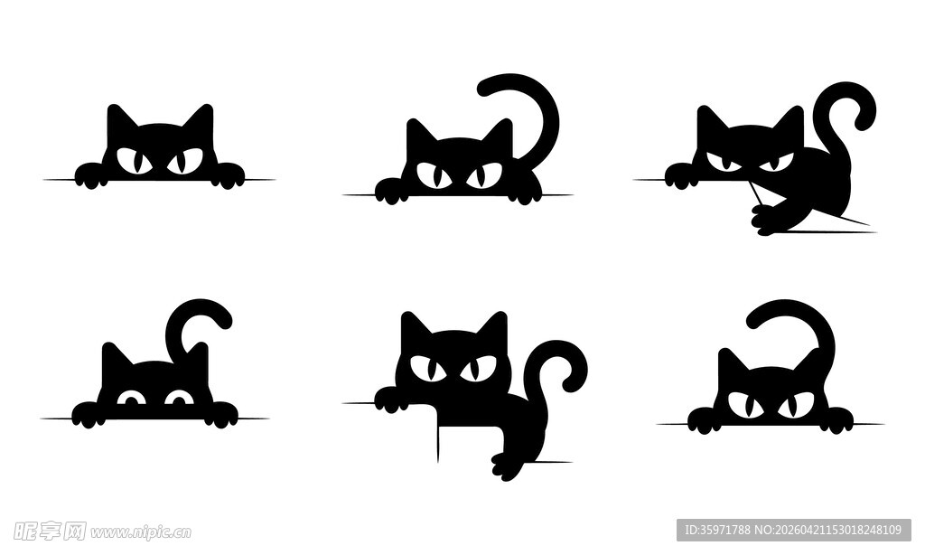 黑猫剪影素材