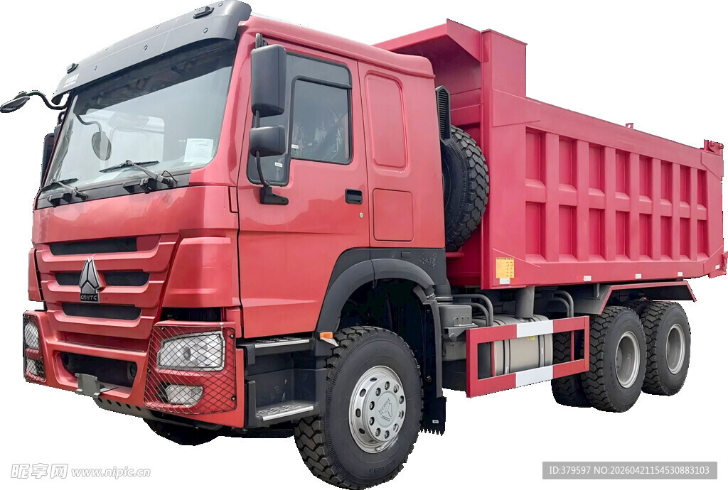 红色渣土车重型自卸卡车