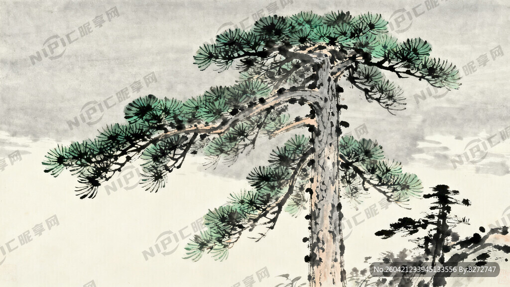 工笔迎客松