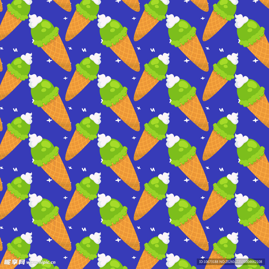 蓝色背景抹茶冰淇淋图案背景