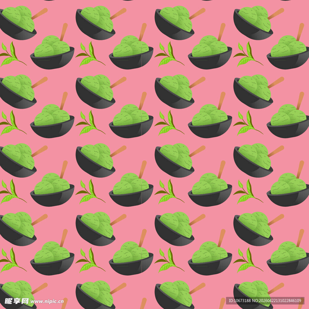 粉色背景抹茶冰淇淋图案背景