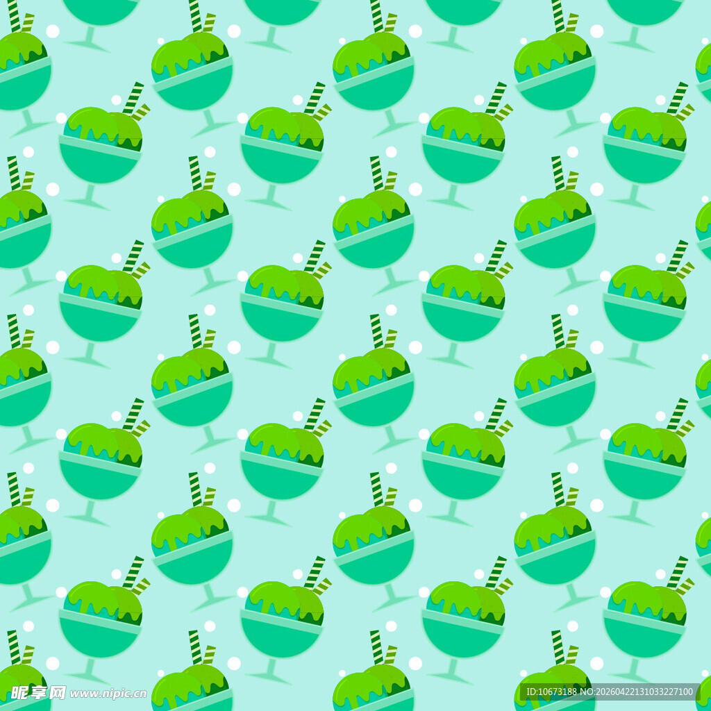 薄荷绿背景抹茶冰淇淋图案背景