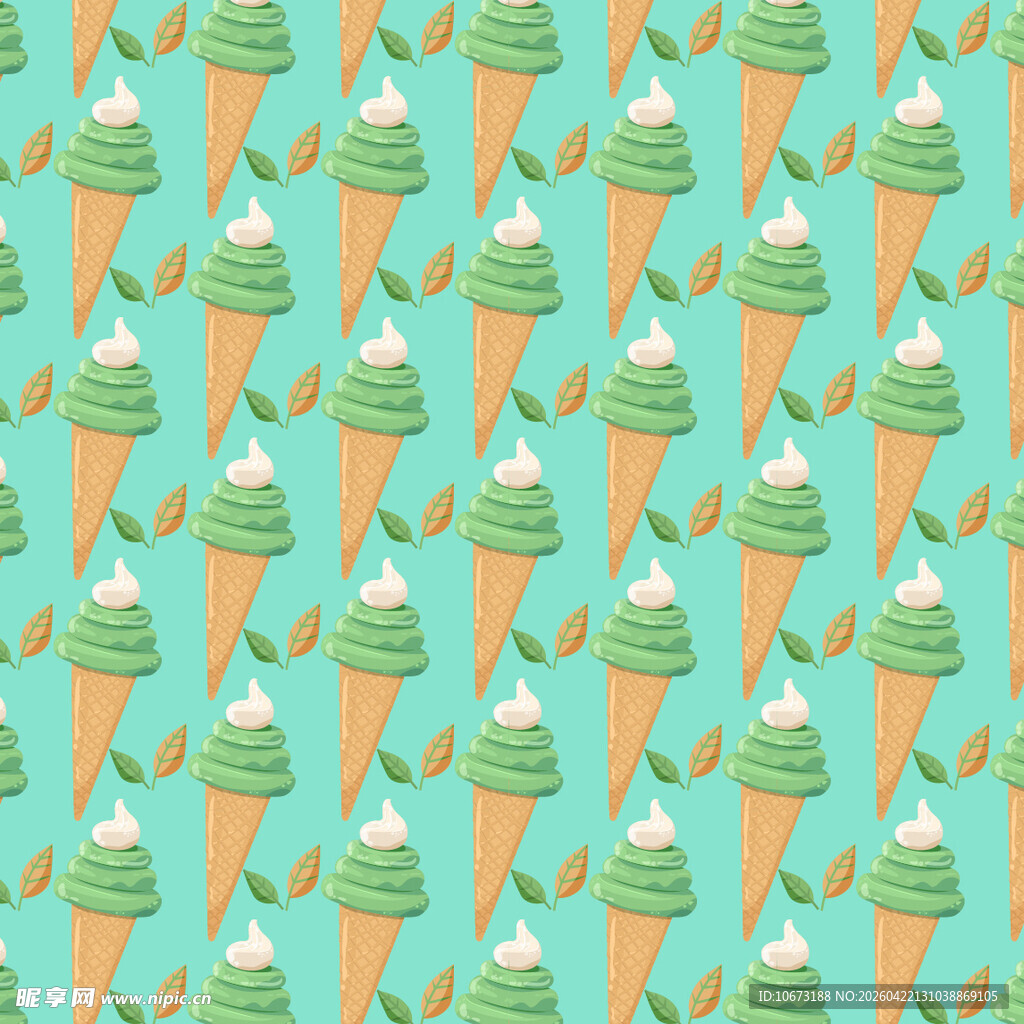薄荷绿冰淇淋无缝图案