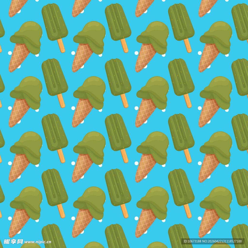 薄荷绿冰淇淋无缝图案