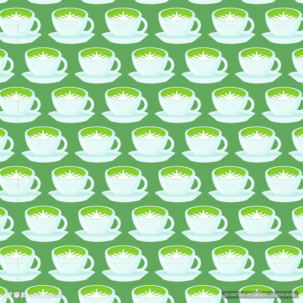 绿色茶杯图案背景