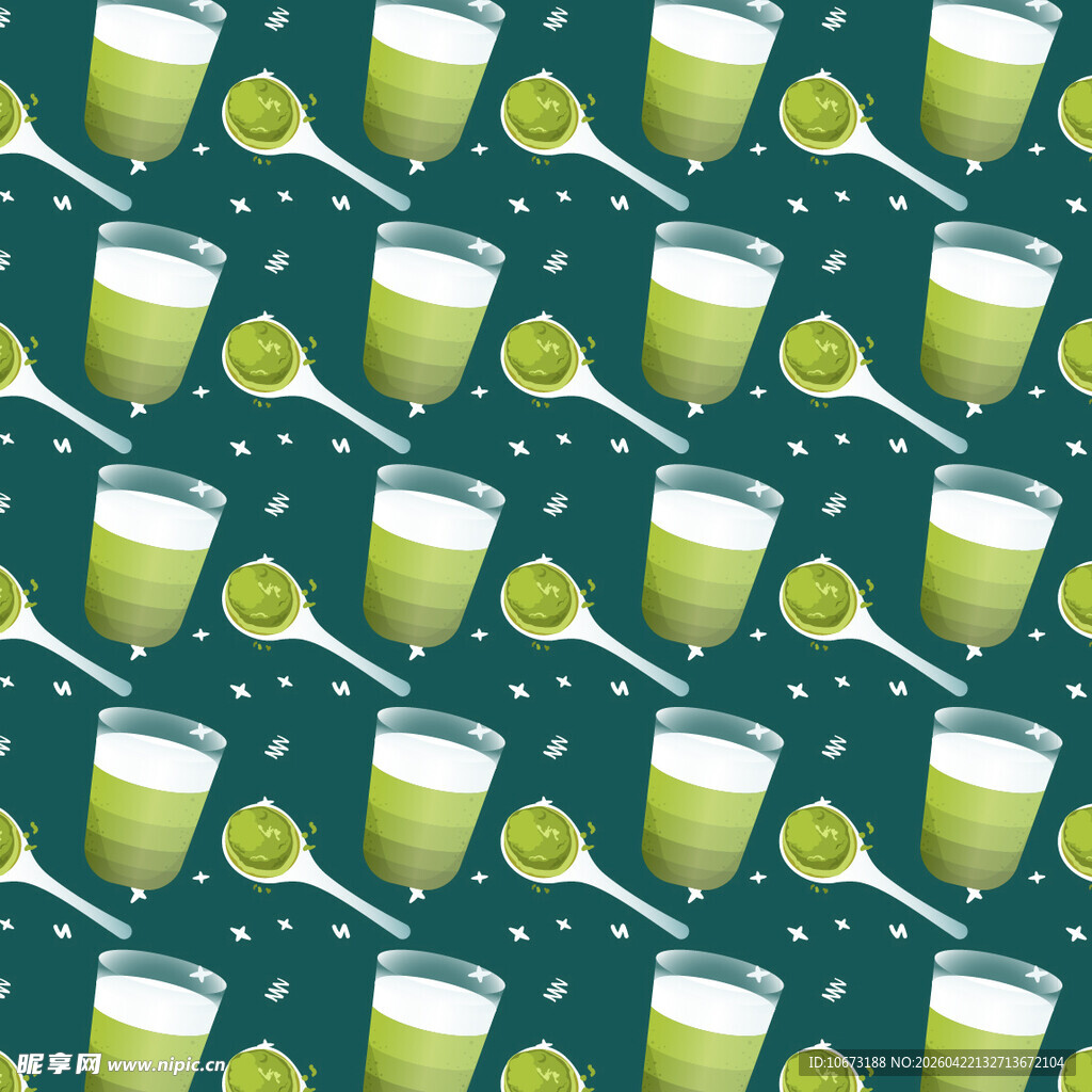 抹茶饮品图案矢量背景