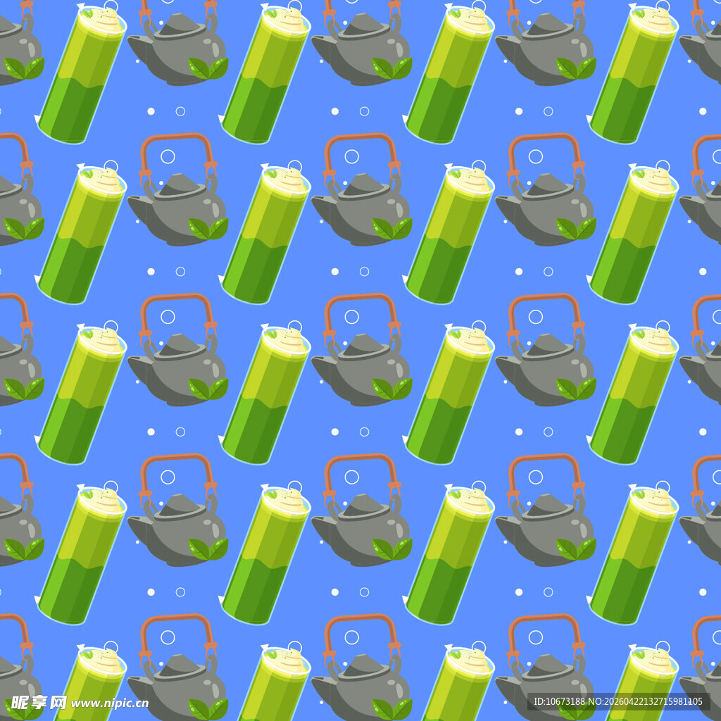 蓝色背景抹茶饮品图案矢量背景