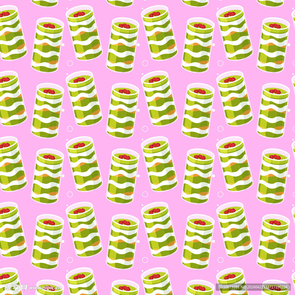 抹茶饮品图案矢量背景