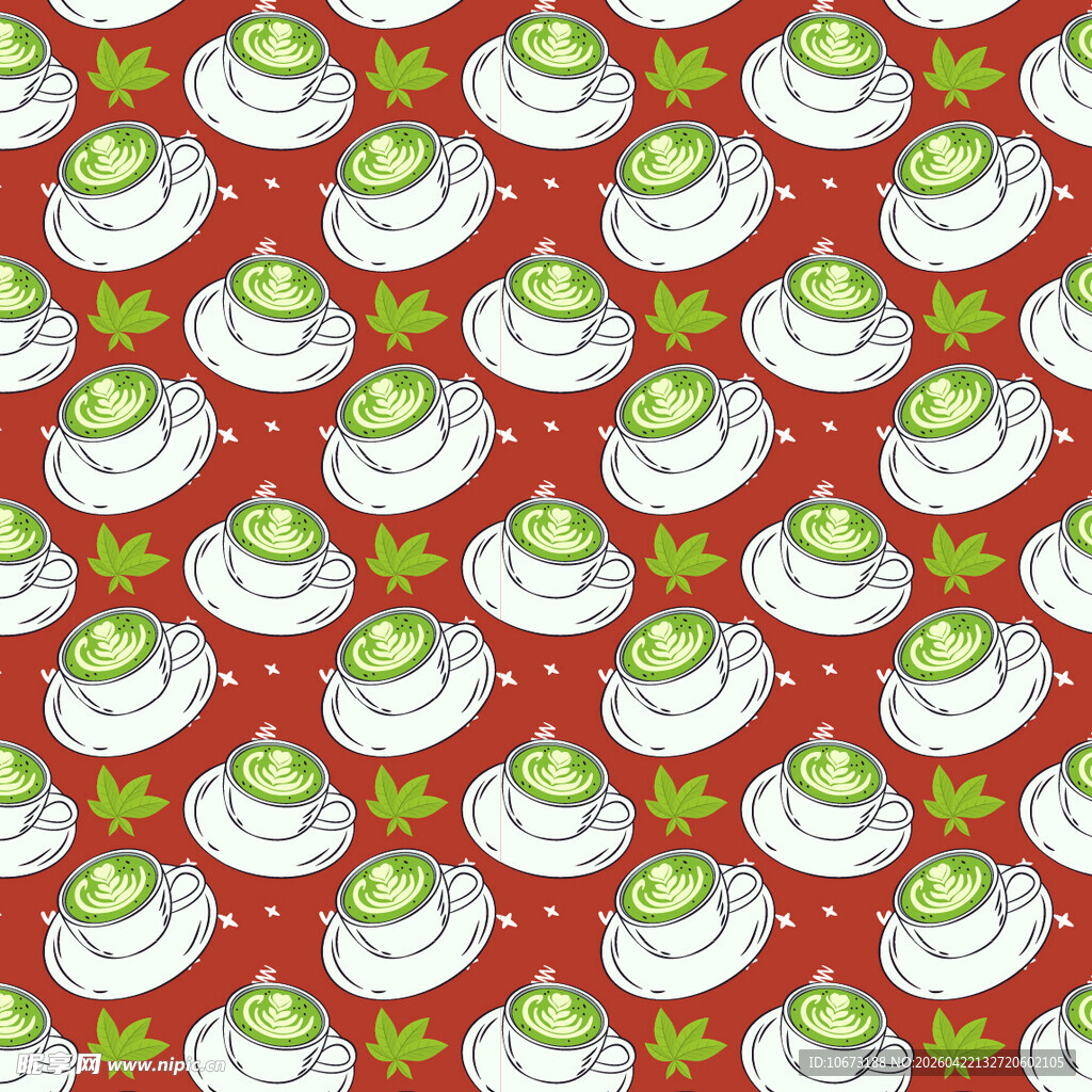 抹茶饮品图案矢量背景