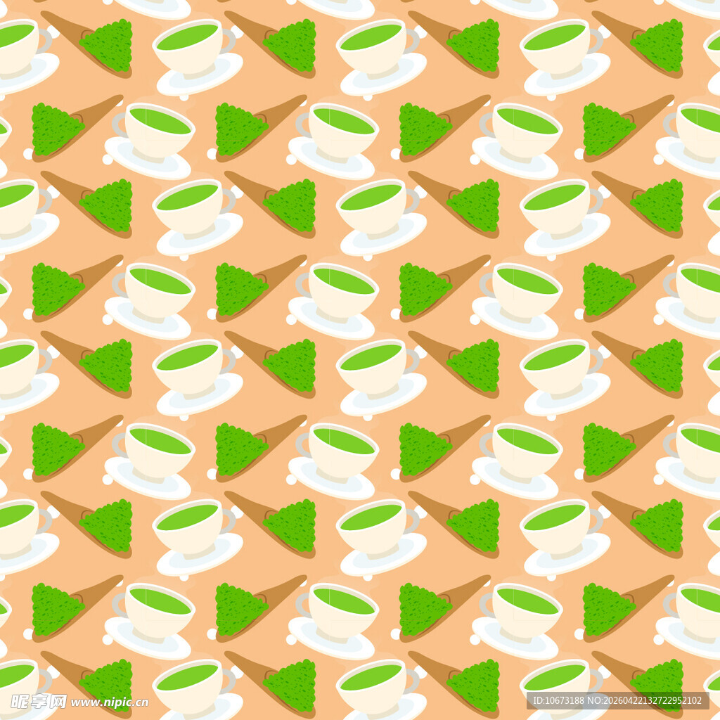 清新茶杯图案背景