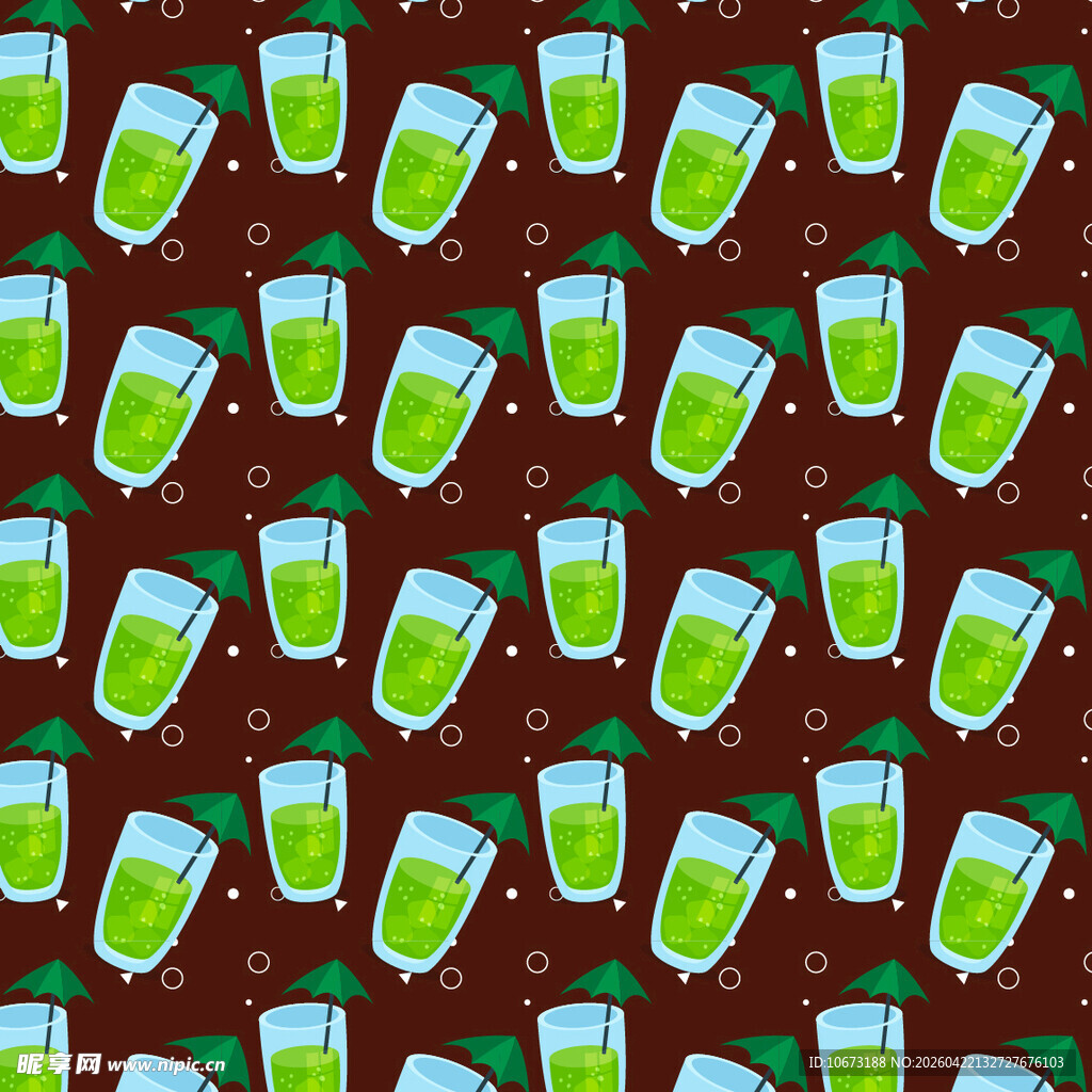 绿色饮品图案无缝背景图