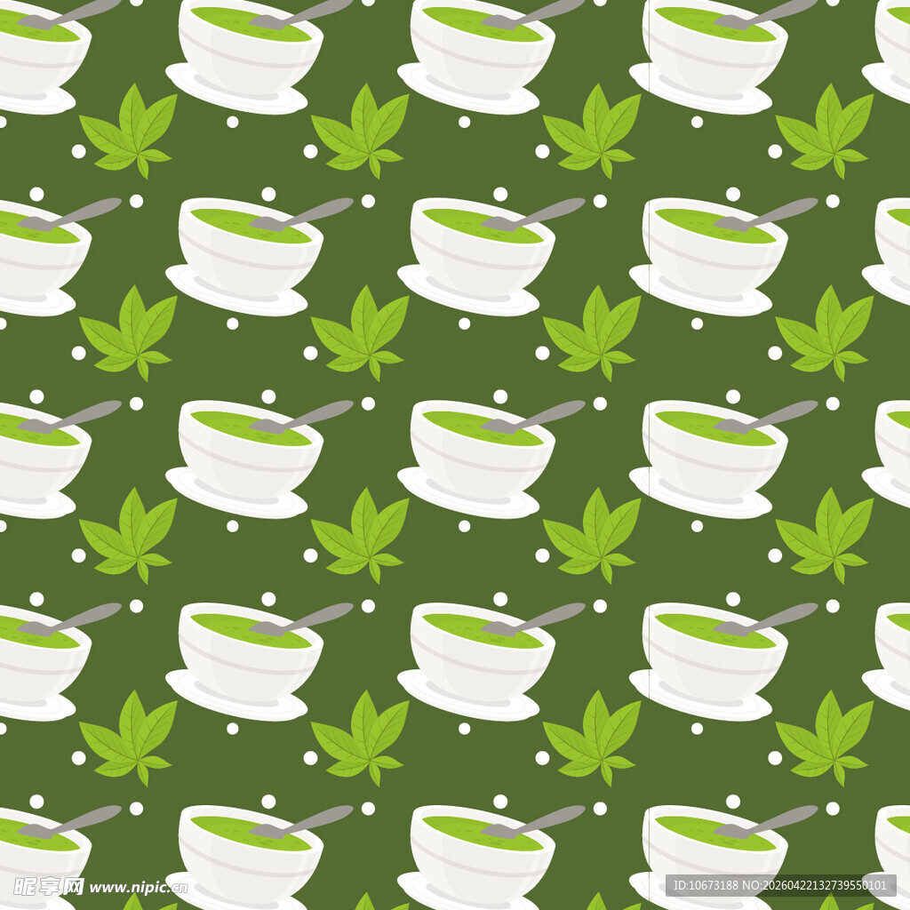 绿色茶杯图案无缝背景