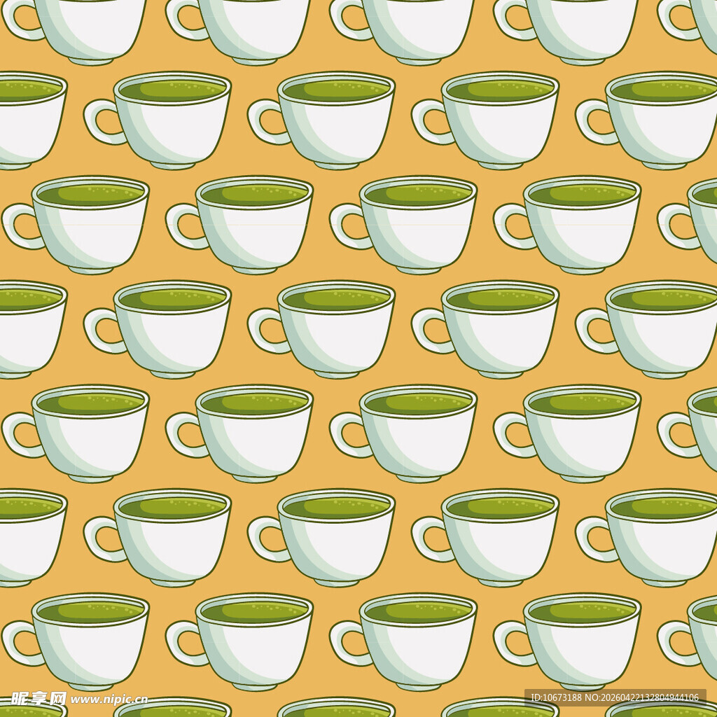 黄色背景的咖啡杯图案